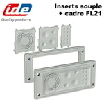 Passe Câble modulaire et cadre FL21 - coffret Argenta - dimensions / nombre entrée - Cadre FL21 pour inserts - dim ext 214x90mm