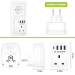 LENCENT UK to EU Euro Europe Plug Adapter Grounded European Travel Adapter USB C