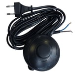 Tibelec 163870 Câble d'alimentation avec Prise électrique/Interrupteur Rond Noir