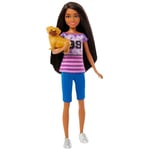 Barbie Ligaya Doll with Pet Dog, From Barbie and Stacie to the Rescue Movie Toys, Dark Hair Doll, HRM06