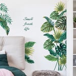 Xinuy - 1pc feuilles tropicales sticker mural amovible plante verte Stickers muraux pour salon enfants chambre chambre salle de jeux décoration