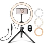 Ring Light, [New Version] Diyife 10" Circle Light with Tripod Stand, Phone Holder, Remote Control & Dimmable 3 Modes 10 Brightness Level for Tiktok, Facebook, Youtube Video, Makeup, Zoom Meeting