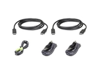 Aten 3 M Usb Displayport Dual Display Secure Kvm Cable Kit, 3 M, Displayport, Svart, Usb, Displayport, 3.5 Mm, Usb, Displayport, 3.5 Mm, Hankoppling