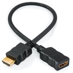 0.5m HDMI Cable Extension, HDMI Male to Female Cable, 4K 3D HDMI Extension Lead for HDTV, PC, Laptop, Roku, Xbox One / 360, PS 3/4, Chromecast Ultra, Oculus Rift CV1 and More