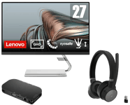 Lenovo Q27q-20 27 2K QHD-skjerm IPS, 75 Hz + Wireless ANC Headset + USB-C 4K Mobile Hub - Q27QEU01