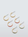 John Lewis Enamel Mini Hoop Earrings, Set of 3, Multi