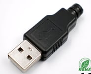 Type A Male Usb 4 Pin Plug Socket Connector Adapter With Black Plastic Cover