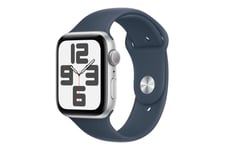 Apple Watch SE (GPS) 2. generation - sølvaluminium - smart ur med sportsbånd - stormblå - 32 GB
