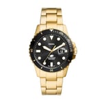 FOSSIL Blue Watch for Men, Quartz Movement with Stainless Steel or Leather Strap,Black and Gold Tone,42 mm