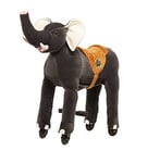 animal riding ARE004M Éléphant Sultan pour Enfant de 5 à 8 Ans Gris Hauteur de Selle 69 cm avec roulettes