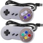 SNES USB-kontroller 2-pack, kabelansluten retro SNES-spelkortkontroll för Super Nintendo