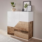 Web Furniture - Buffet de cuisine 100x43cm meuble de salon 2 portes bois blanc moderne Klain Wood