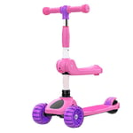 LABYSJ 3 Wheel Micro Scooter with Removable Seat, LED Flashing Wheels and Adjustable Handlebar, Foldable Design with Ravity Steering System, Kick Scooters for Girls 2-12 Years Old