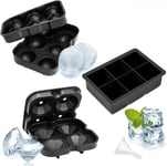 Whaline 3 Pack Large Silicone Ice Cube Trays,3D Squares Ball Maker & Diamond Tr