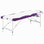 Hopfällbar massagebänk 3 sektioner aluminium vit och lila