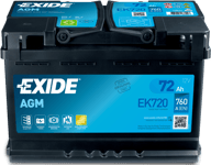 Exide Batteri AGM 72 Ah - Bilbatteri / Startbatteri - Volvo - VW - Mercedes - Audi - Renault - Skoda - BMW - Peugeot