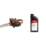 BLACK+DECKER 18V Cordless 25 cm Chainsaw with 2.0Ah Lithium Ion Battery with Oregon Chainsaw Chain and Guide Bar Oil, Superior Quality Universal Chainsaw Chain Lubricating Oil, 1 Litre