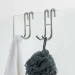 Crochets de porte de douche (paquet de 2), crochets de serviette pour porte de douche en verre sans cadre de salle de bain, crochets de raclette de
