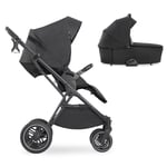 Hauck Vision X Baby Kids Pushchair w/ Carrycot - Melange Black / Black Chassis