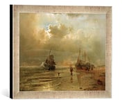 Kunst für Alle 'Image encadrée par Andreas Achen Bach de la mer du Nord, d'art dans Le Cadre de Haute qualité Photos Fait Main, 40 x 30 cm, Argent Raya
