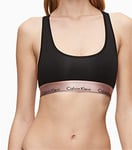 Calvin Klein Women's Unlined Bralette Bikini Top, Black (Black W. Rose Gold Ground GTC), 10 (Size: Small)