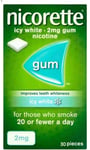 Nicorette Gum 2mg Icy White Gum - 30 Pieces Exp 06/24