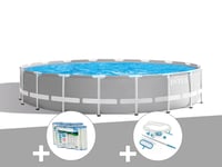 Kit piscine tubulaire Intex Prism Frame ronde 6,10 x 1,32 m + 6 cartouches de filtration + Kit d'entretien