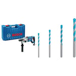 Bosch Professional Impact Drill GSB 162-2 RE (incl. Additional Handle, in a case) + 4X Expert CYL-9 MultiConstruction Drill Set (for Concrete, Ø 4-8 mm, Accessories)