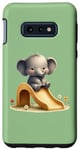 Galaxy S10e Green Adorable Elephant on Slide Cute Animal Theme Case