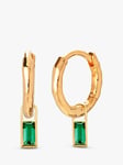 Monica Vinader Onyx Charm Mini Huggie Hoop Earrings, Gold/Green