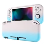 eXtremeRate PlayVital Customized Protective Grip Case for Nintendo Switch Lite, Gradient Pink Blue Hard Cover for Nintendo Switch Lite - 1 x White Border Tempered Glass Screen Protector Included