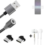 Data charging cable for + headphones Sony Xperia 1 IV + USB type C a. Micro-USB 