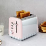 Automatic Toaster, Including Bread Roll Topping Attachment 2 Roasting Chambers 800 W Compact Toaster Defrosting Function Toaster Wide Slot 6 Browning Levels Bread Centering,Pink