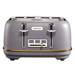 Daewoo Astoria 4 Slice Toaster (1370W-1630W Power) Reheat, Defrost & Cancel Functions and Adjustable Browning Feature, Includes Crumb Tray and Cord Storage, Easy to Use 220-240V/50-60Hz - (Grey)