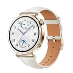 Klockarmband i Läder för Huawei Watch GT5 - 18MM Vit + guld