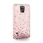 Samsung Galaxy S7 Edge Tirita Hard Case Cover PRINTED GLITTER, NOT REAL GLITTER Floating Hearts Glitter Marble Rose Gold Pink Cream Design Bling Pattern Snap-On Protective