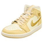 Nike Air Jordan 1 Mid Se Womens Vanilla Gold Fashion Trainers - 8 UK