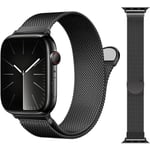 Klockarmband, kompatibelt med Apple Watch-armband 38 mm 40 mm 41 mm för kvinnor och män, magnetiska armband för iWatch-armband serie 9 8 7 6 5 4 3 SE (svart) Black