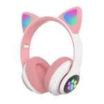 Etiger Kids Headphones, Cat Ear LED Light Up Wireless Foldable Headphones Over Ear with Microphone and Volume Control for iPhone/Smartphones/Laptop/PC/TV