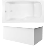 Baignoire bain douche Jacob Delafon Malice antidérapante + tablier angle 170 x 90 gauche - Blanc mat