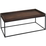 HHG - Table basse 866, table basse table d'appoint, bois massif métal 46x110x60cm brun foncé - brown