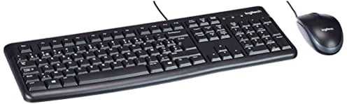 Logitech MK120 Wired Keyboard and Mouse Combo for Windows, AZERTY Belgian Layout - Black