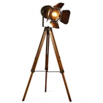 Floor Lamp,Vintage Tripod Design Theatre Stage Search Spot Floor Light,Do The Old Wooden Black Wrought Iron Finish Standing Lamp for Living Room Bedroom Office Reading,Foot Switch
