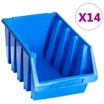 vidaXL Staplingsbara sortimentslådor 14 st blå plast 146286