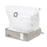 Compactor – Housse de rangement sous vide Oxford format extra plat Taille L – Grande capacité - Rangement couettes vêtements et oreillers – Rangement dessous de lit, Gris