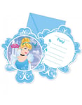 6 stk Invitasjoner - Askepott - Disney Princess