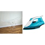 Home Vida Winged Folding Clothes Airer, 18 Metre Drying Space & Russell Hobbs My Iron Steam Iron, Ceramic Soleplate, 260 ml Water Tank