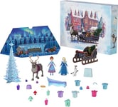Mattel Disney Frozen Anna & Elsa Small Doll Advent Calendar with 2 Friend Figures, Moldable Sand & 24 Play Pieces, Inspired by Olaf’s Frozen Adventure, HWX20