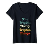 Womens I'M Krysta Doing Krysta Things Personalized Fun Name Krysta V-Neck T-Shirt