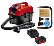 Einhell Power X-Change 10L Cordless Wet And Dry Vacuum Cleaner With Battery And Charger - Powerful (90mbar) Cleaning Of Your Home, Car, Garage or Workshop - TC-VC 18/10 Li Wet Dry Vacuum Cleaner Kit